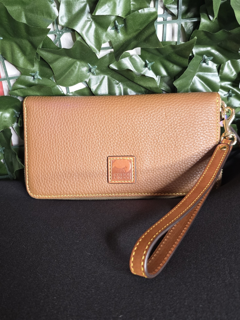 Dooney & Bourke Brown Pebble Leather Wristlet